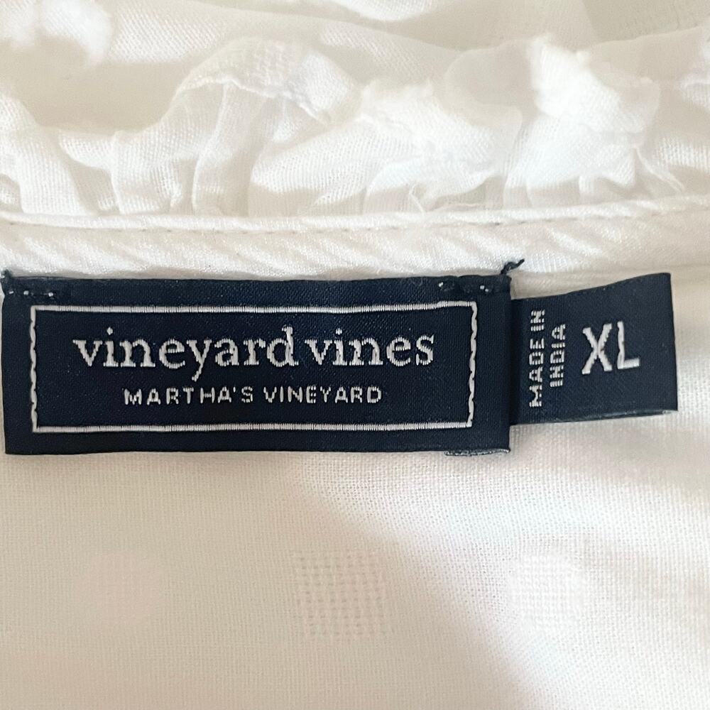 Vineyard Vines White Cotton Eyelet Button Up Top Cottagecore Boho Peasant Sz XL - Picture 10 of 12